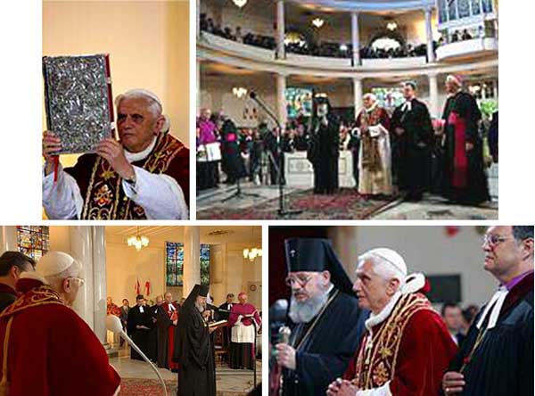 Benedict at the Lutheran temple in Warsaw